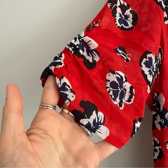 Realisation Par The Ozzie Pansy Mini Dress V-Neck Floral Red Mini - Picture 9 of 11